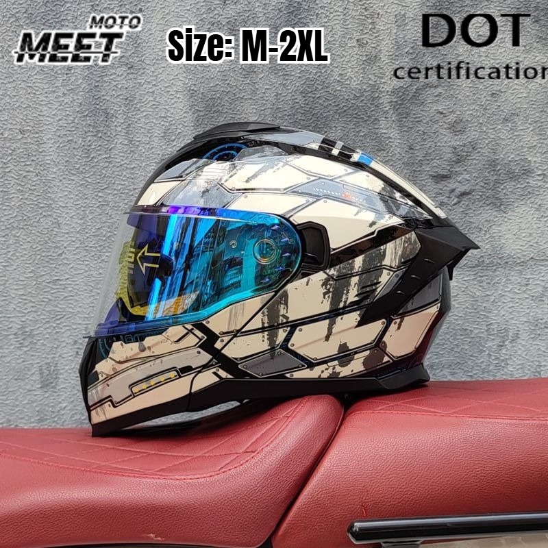 Dual Visor Motorcycle Racing Helmet - Uniwersalny kask motocyklowy z pełną ochroną