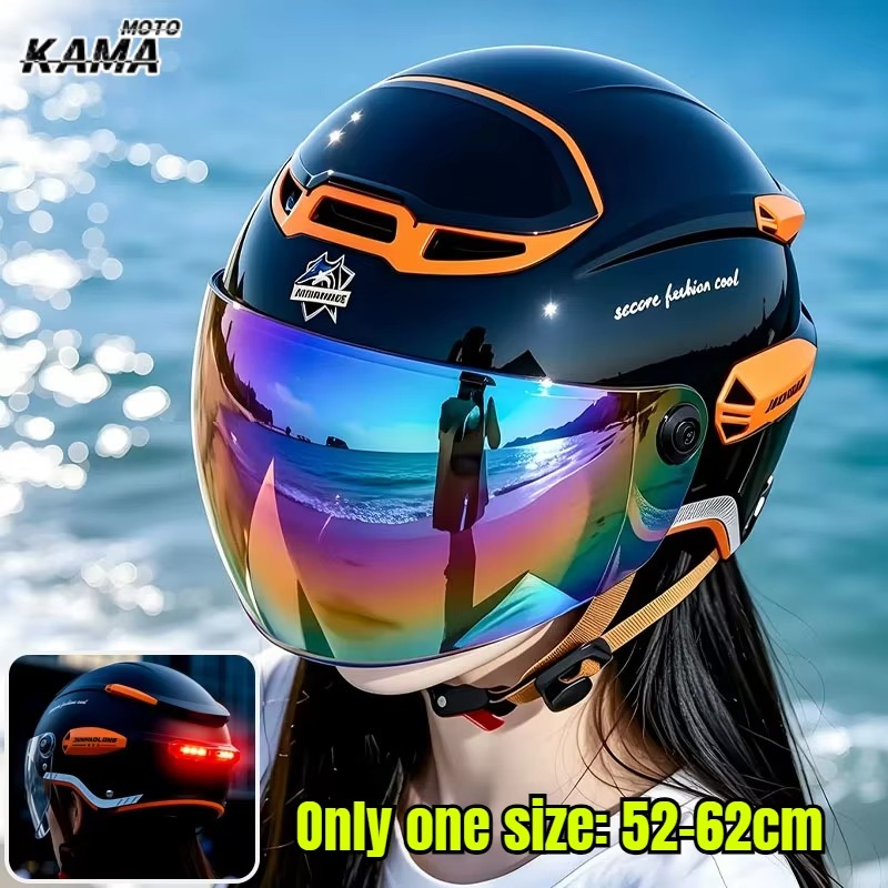 Dual Visor Motorcycle Racing Helmet - Letni kask motocyklowy w stylu vintage